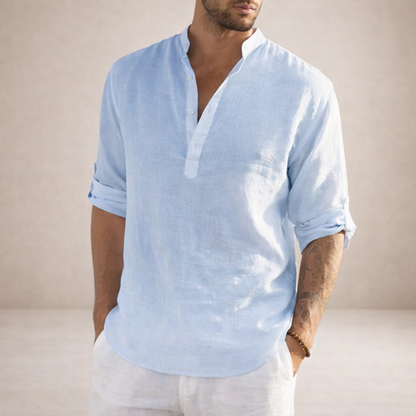 Men's Regular Fit Long Sleeve Shirt Stand Collar Casual Everyday Wear