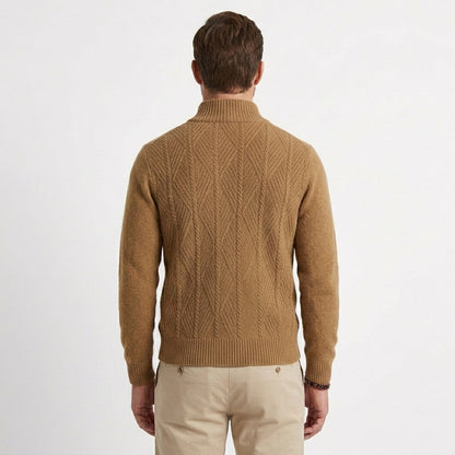 Men's Textured Half-Zip Mock Neck Sweater Casual Relaxed Fit Layering Everyday