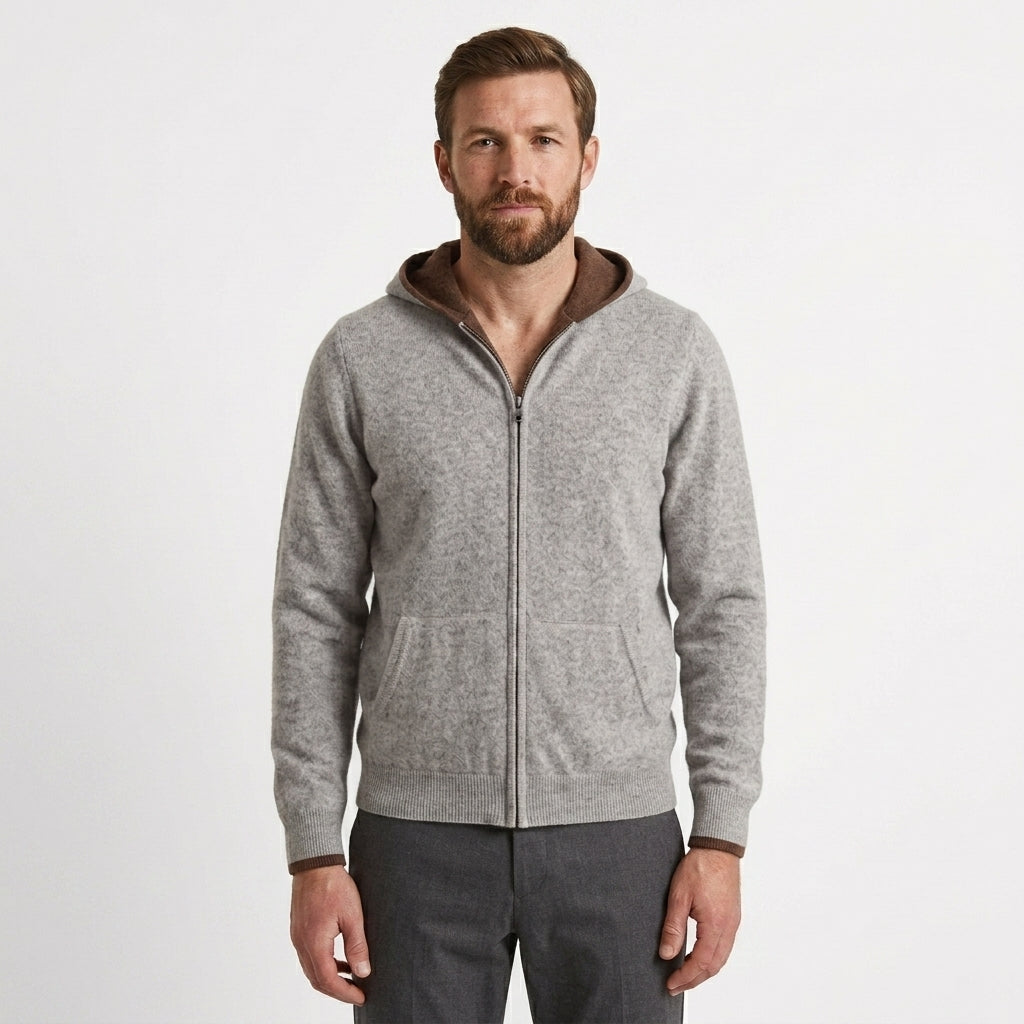 Men's Zip-Up Hooded Cardigan Relaxed Fit Long Sleeve Casual Layering