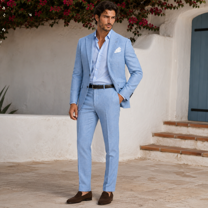 Men's Slim Fit Blazer and Trousers Two-Piece Suit Set Tailored Smart Formal Wedding Business Office Occasion Modern
