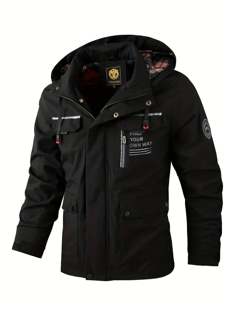 Men's Waterproof Winter Jacket Hooded Design Insulated Outdoor Active