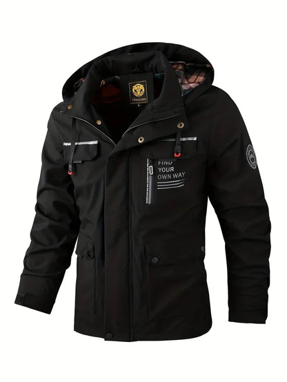 Men's Waterproof Winter Jacket Hooded Design Insulated Outdoor Active