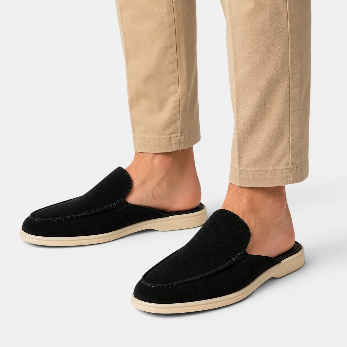 Men's Suede Mules Slip-On Open-Back Loafers Casual Smart-Casual Everyday Comfort Leather Look Versatile Torin
