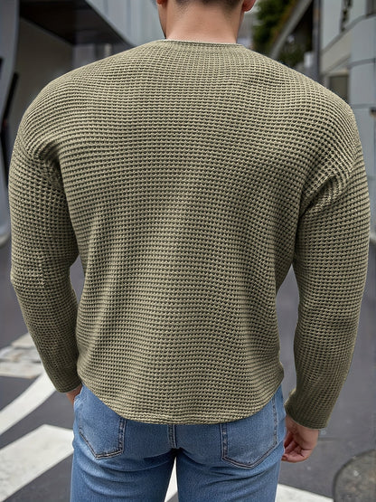 Men's Slim Fit Knit Shirt Long Sleeve Crew Neck Casual Everyday Wear
