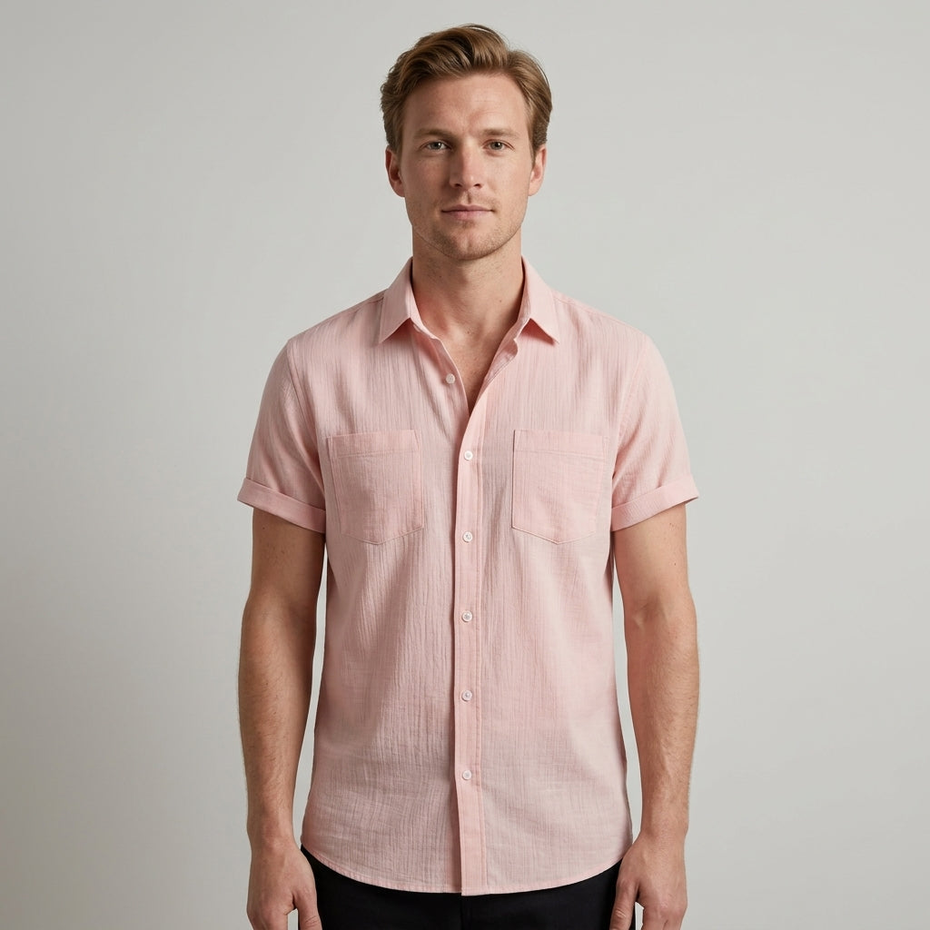Men's Casual Short Sleeve Button-Up Shirt Relaxed Fit Versatile Everyday Wear