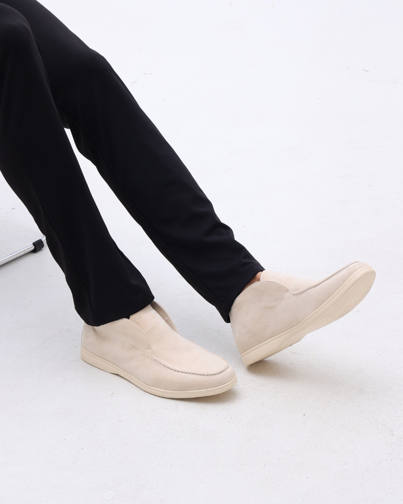 Men's Suede High-Cut Loafers Slip-On Round Toe Ankle Smart-Casual Casual Everyday Office Leather Look Marlon
