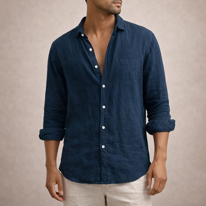 Men's Open Collar Shirt Long-Sleeve Button-Up Casual Smart-Casual Holiday Beach Everyday Relaxed Fit Griffith