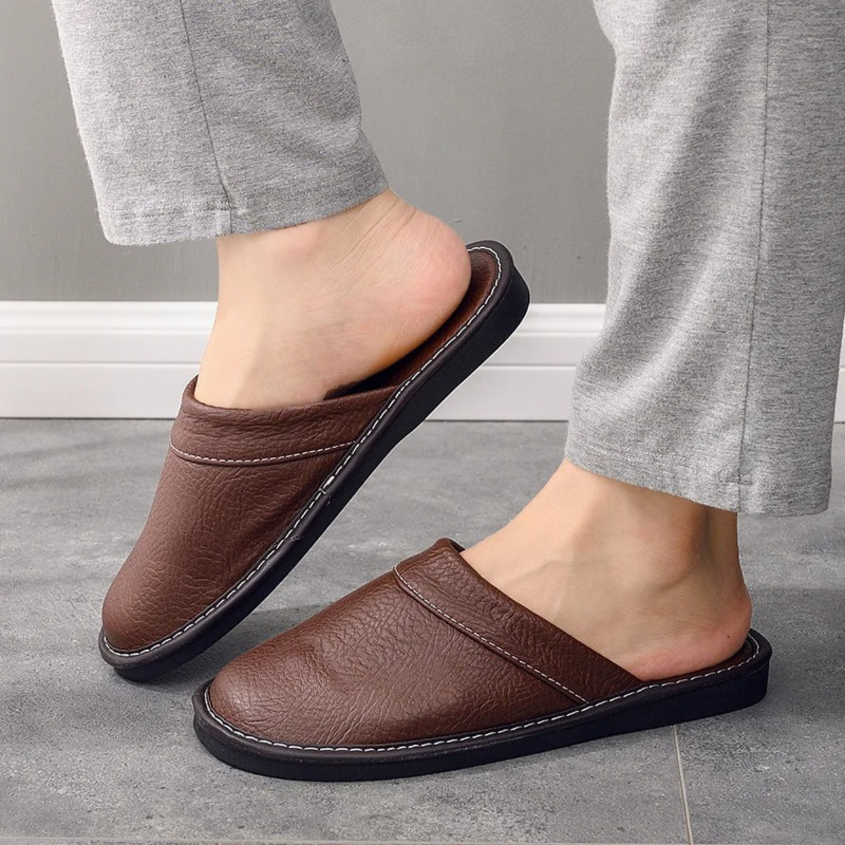 Men's Slippers Indoor Slip-On Cosy Warm Faux Fur Home House Everyday Comfort Soft Versatile Lightweight Colm
