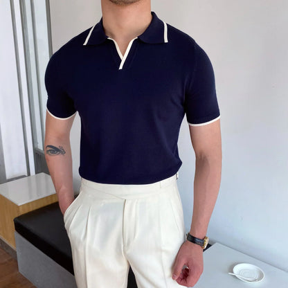 Men's Knit Polo Shirt Harbor Short-Sleeve Collared Ribbed Casual Smart-Casual Everyday Golf Sport Fletcher