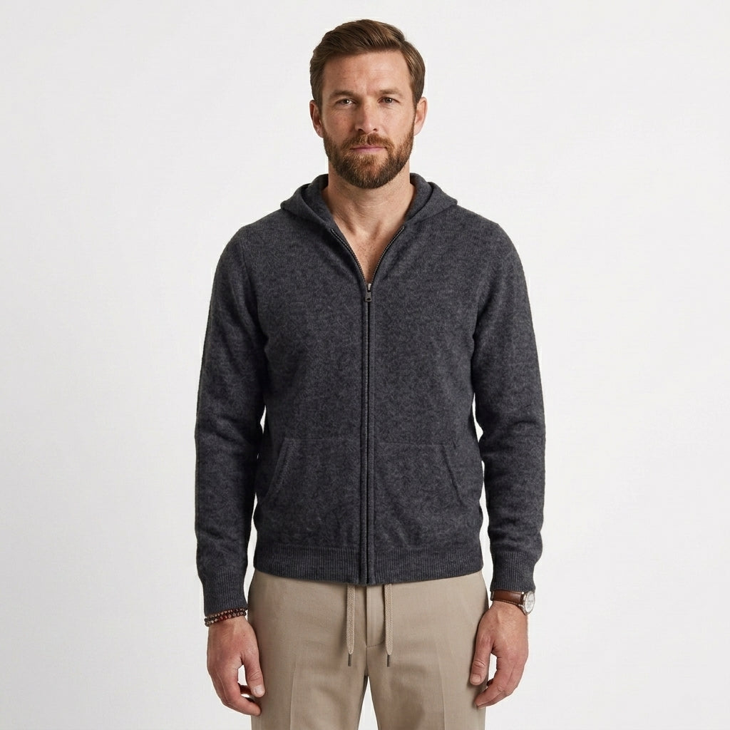 Men's Zip-Up Hooded Cardigan Relaxed Fit Long Sleeve Casual Layering