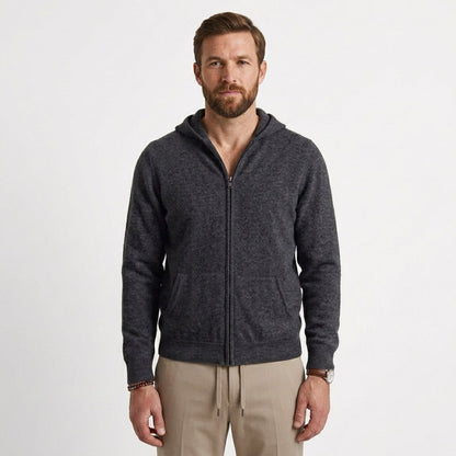 Men's Zip-Up Hooded Cardigan Relaxed Fit Long Sleeve Casual Layering