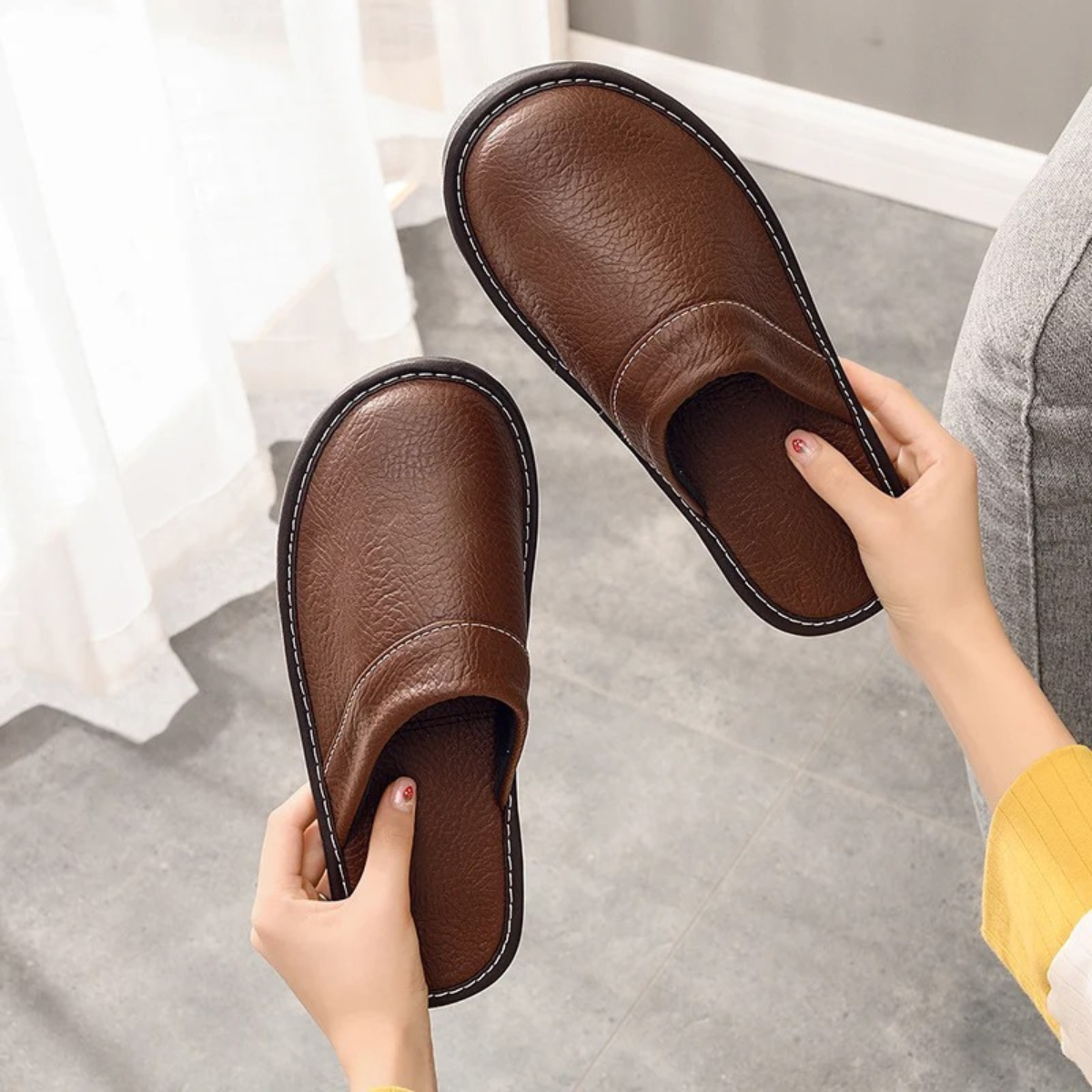 Men's Slippers Indoor Slip-On Cosy Warm Faux Fur Home House Everyday Comfort Soft Versatile Lightweight Colm