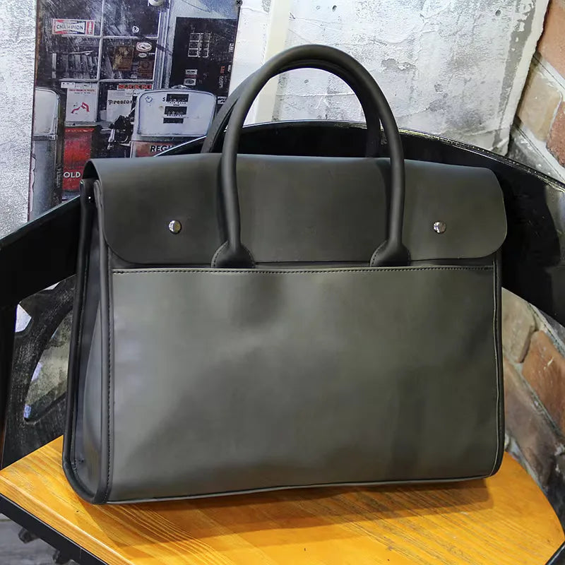 Men's Laptop Bag Flap Closure Double Handles Stylish Everyday Use