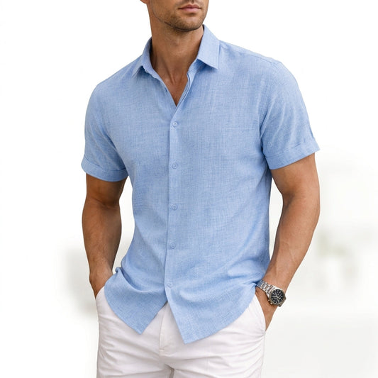 Men's Tailored Fit Shirt Short-Sleeve Button-Down Collared Smart-Casual Office Casual Everyday Sullivan