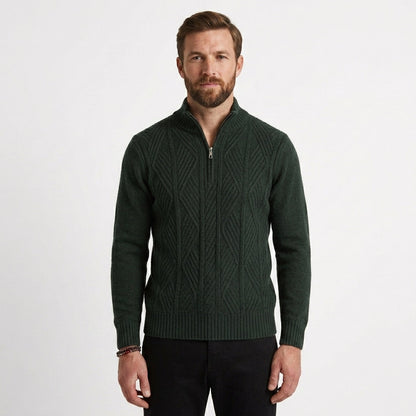 Men's Textured Half-Zip Mock Neck Sweater Casual Relaxed Fit Layering Everyday