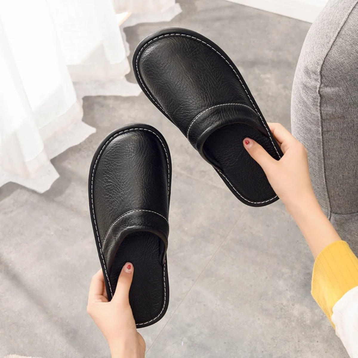 Men's Slippers Indoor Slip-On Cosy Warm Faux Fur Home House Everyday Comfort Soft Versatile Lightweight Colm