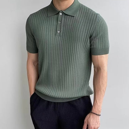 Men's Knitted Polo Shirt Short-Sleeve Collared Casual Everyday Wear