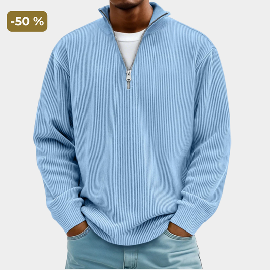 Men's High Neck Sweater Zip-Up Knitted Ribbed Funnel Neck Pullover Casual Smart-Casual Layering Everyday Warm Ronson