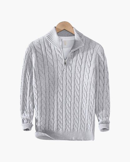 Men's Half-Zip Sweater Knitted Ribbed Pullover Classic Casual Smart-Casual Layering Everyday Warm Versatile Bramford