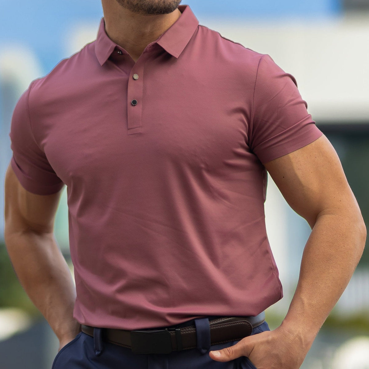 Men's Polo Shirt Minimalist Short-Sleeve Collared Regular Fit Casual Smart-Casual Everyday Golf Sport Versatile Brennan