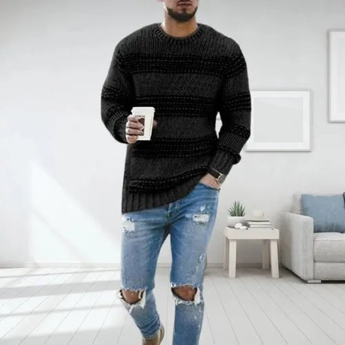 Men's Stylish Knitted Sweater Relaxed Fit Long Sleeve Crew Neck Casual Everyday