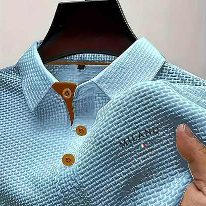 Men's Textured Polo Shirt Short-Sleeve Collared Ribbed Casual Smart-Casual Everyday Golf Sport Regular Fit Brody