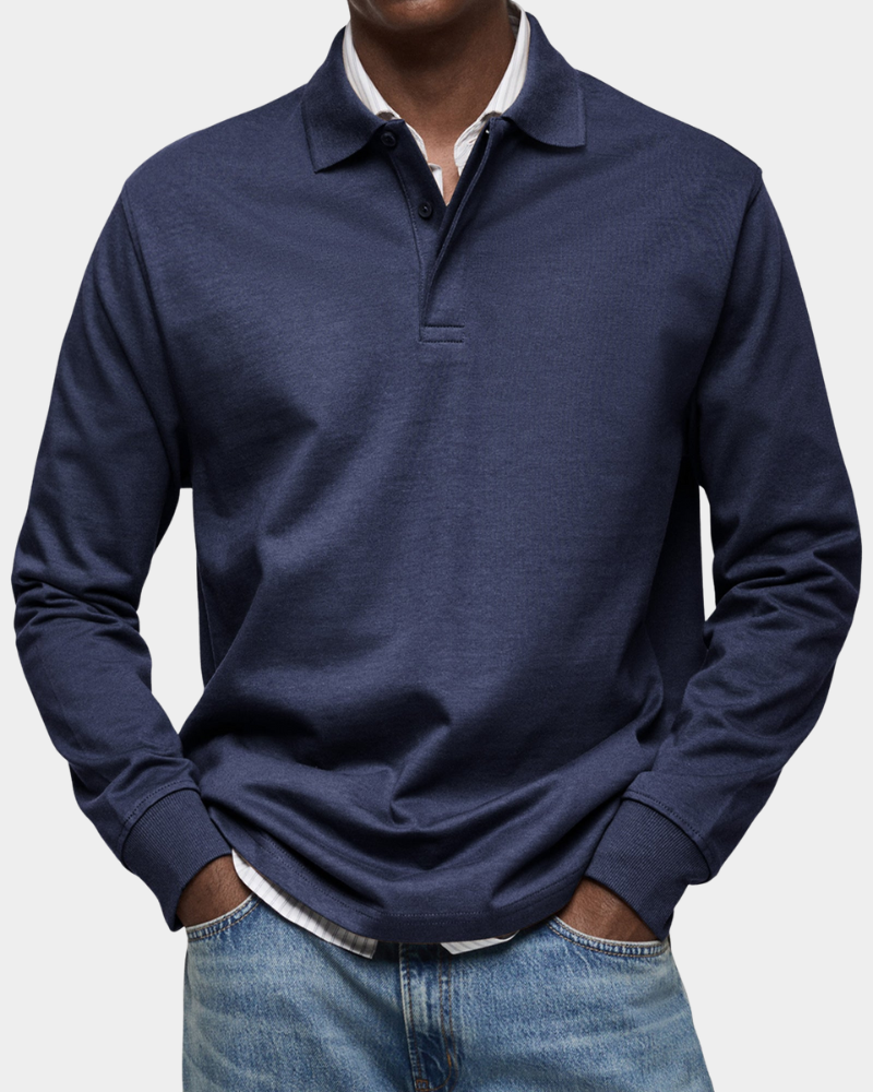 Men's Polo Shirt Long-Sleeve Classic Collared Regular Fit Casual Smart-Casual Everyday Golf Sport Versatile Godfrey