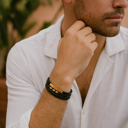 Men's Bracelet Beaded Adjustable Braided Cuff Casual Formal Smart-Casual Everyday Accessory Stackable Quentin