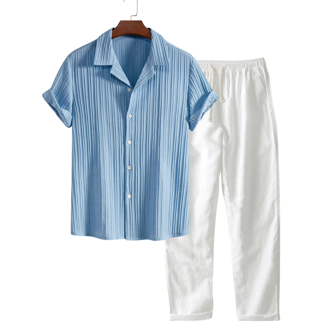 Men's Set Two-Piece Short-Sleeve Matching Shirt & Shorts Relaxed Casual Everyday Holiday Beach Outfit Co-Ord Landry