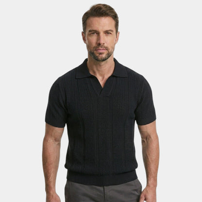 Men's Knitted Polo Shirt Premium Short-Sleeve Collared Ribbed Slim Fit Casual Smart-Casual Everyday Otto