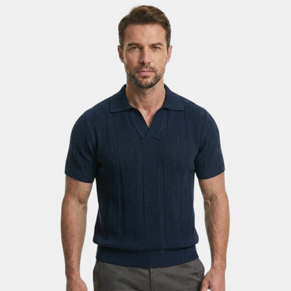 Men's Knitted Polo Shirt Premium Short-Sleeve Collared Ribbed Slim Fit Casual Smart-Casual Everyday Otto