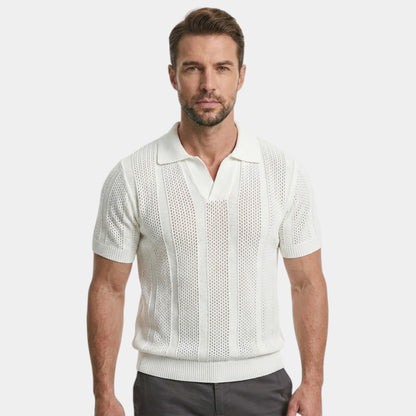 Men's Knitted Polo Shirt Premium Short-Sleeve Collared Ribbed Slim Fit Casual Smart-Casual Everyday Otto