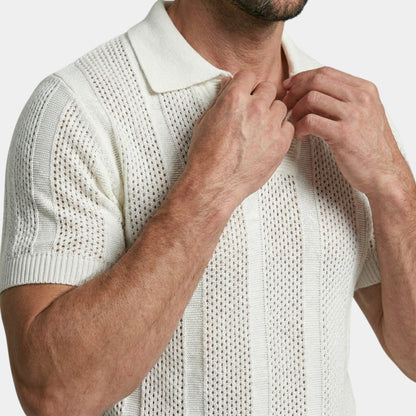 Men's Knitted Polo Shirt Premium Short-Sleeve Collared Ribbed Slim Fit Casual Smart-Casual Everyday Otto