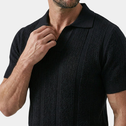 Men's Knitted Polo Shirt Premium Short-Sleeve Collared Ribbed Slim Fit Casual Smart-Casual Everyday Otto