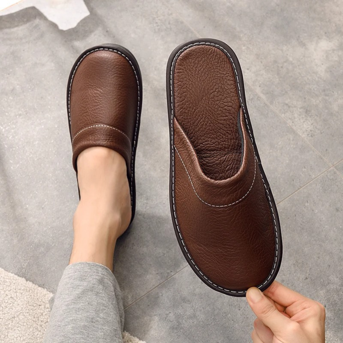 Men's Slippers Indoor Slip-On Cosy Warm Faux Fur Home House Everyday Comfort Soft Versatile Lightweight Colm
