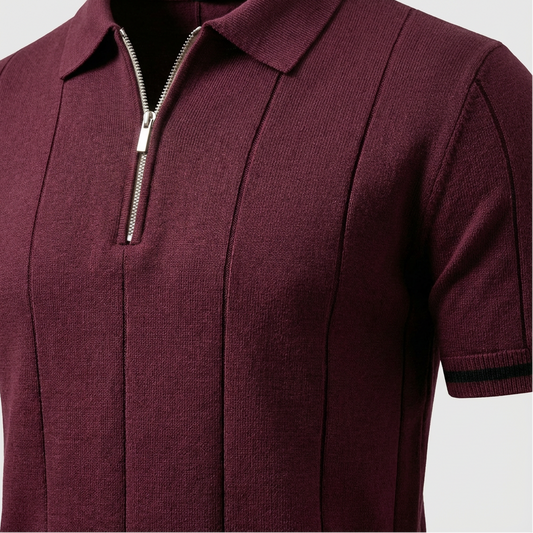 Men's Quarter-Zip Polo Shirt Short-Sleeve Collared Ribbed Casual Smart-Casual Everyday Golf Sport Regular Fit Weller