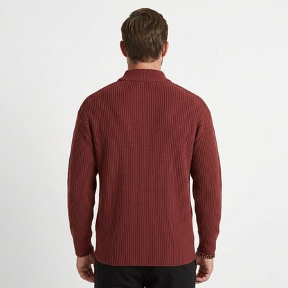 Men's Textured Stand Collar Pullover Relaxed Fit Long Sleeve Casual Everyday