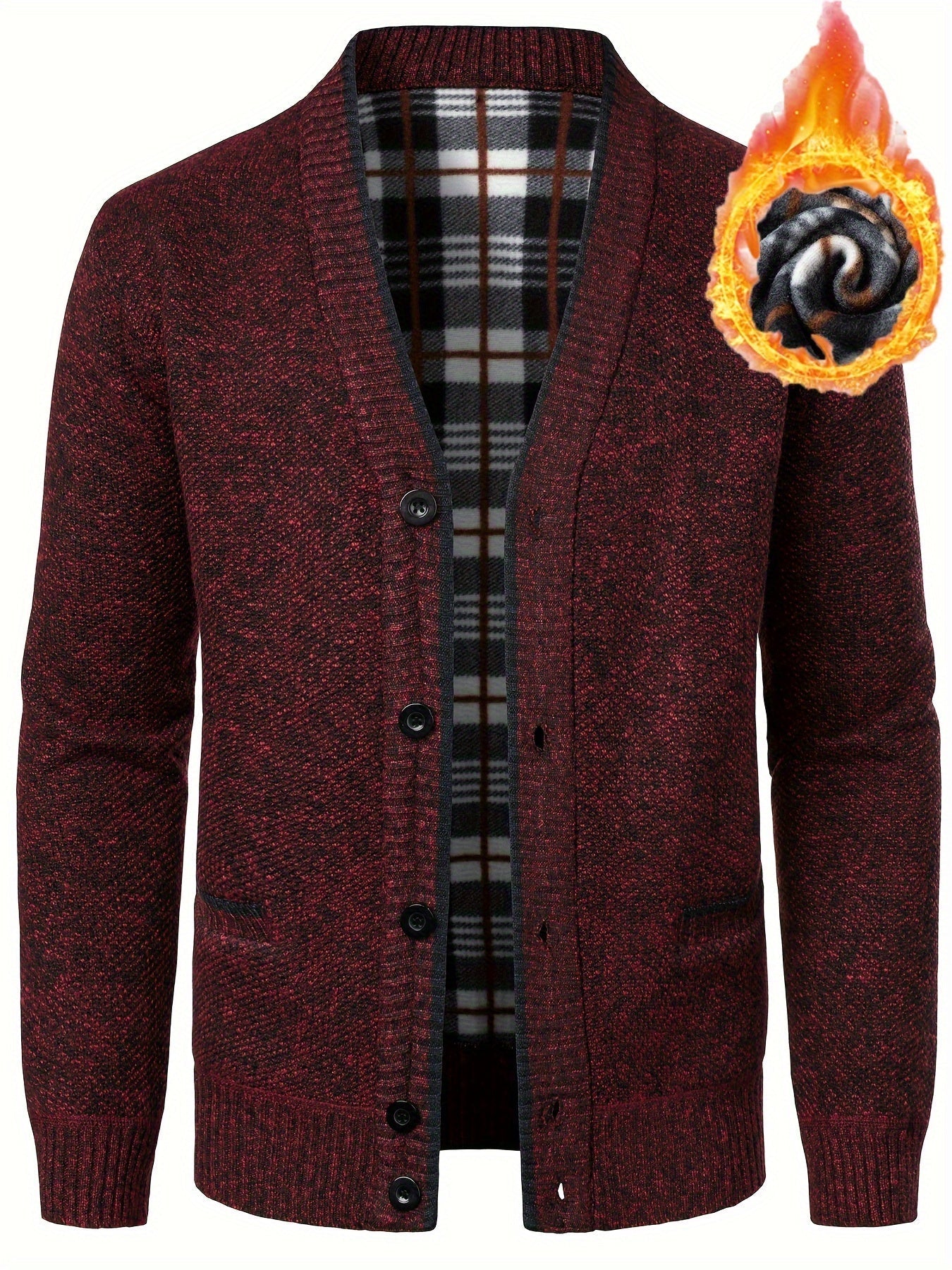 Men's Fleece Knit Cardigan Relaxed Fit Open Front Layering Everyday Wear