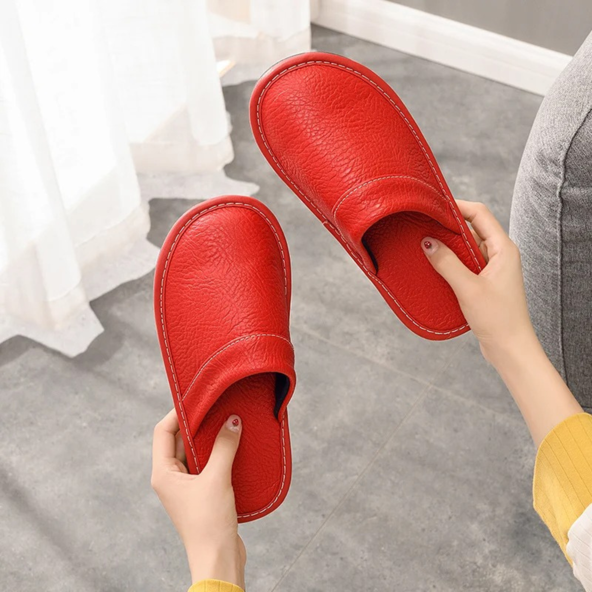 Men's Slippers Indoor Slip-On Cosy Warm Faux Fur Home House Everyday Comfort Soft Versatile Lightweight Colm