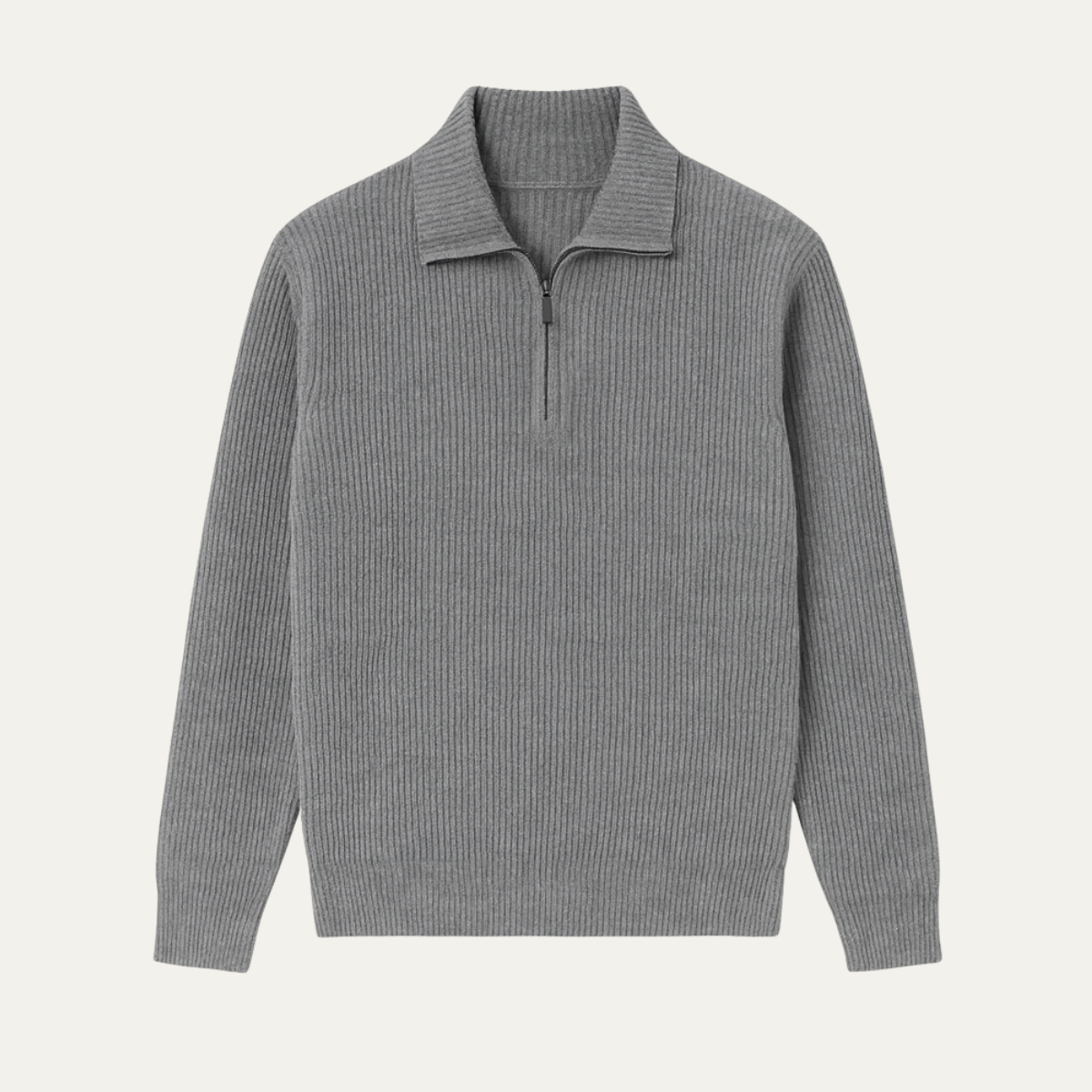 Men's Tailored Fit Quarter Zip Sweater Ribbed Knit Long Sleeve Casual Layering Wear
