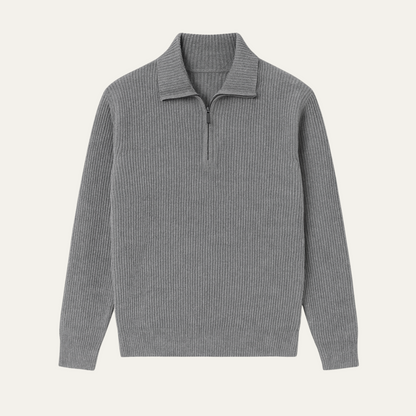 Men's Tailored Fit Quarter Zip Sweater Ribbed Knit Long Sleeve Casual Layering Wear