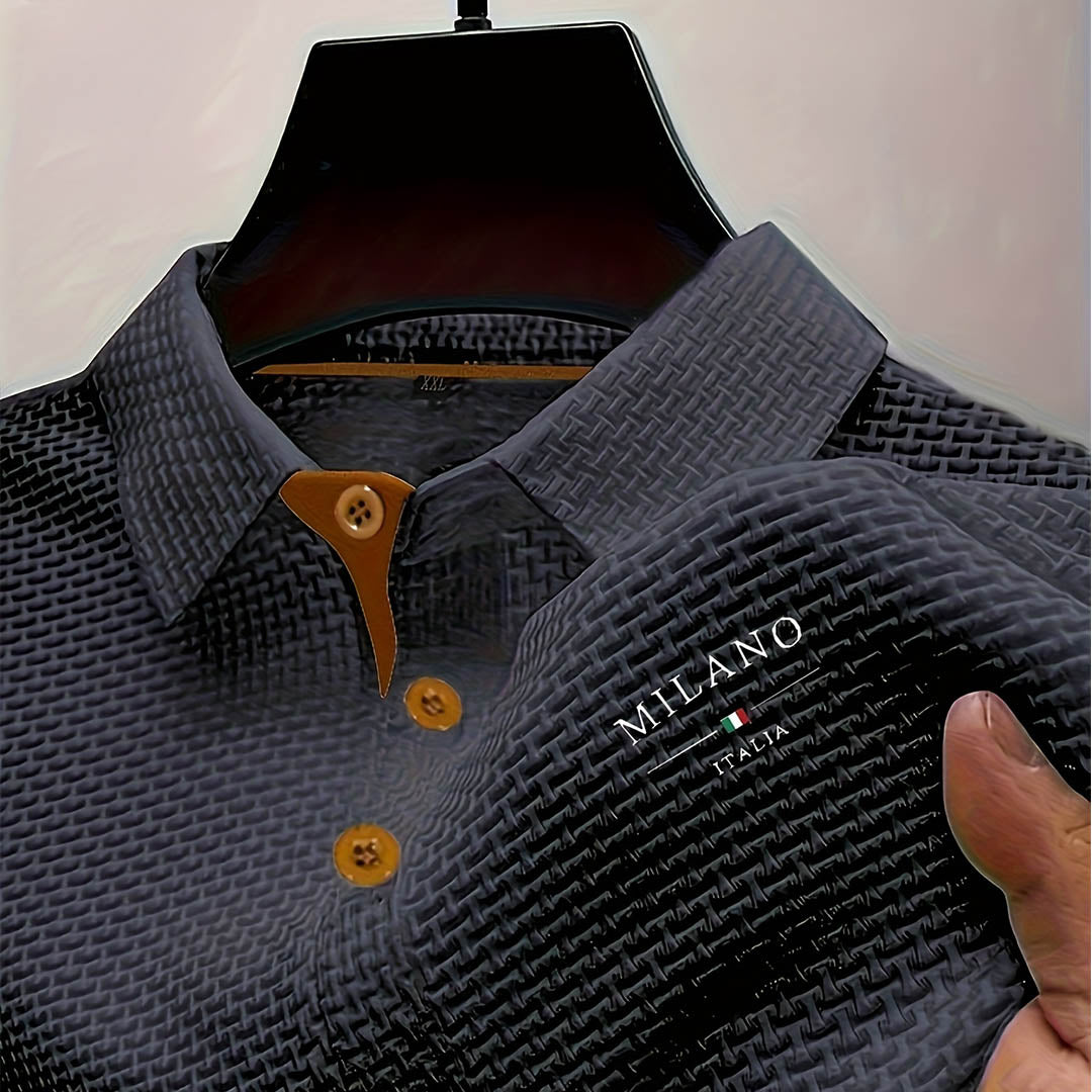 Men's Textured Polo Shirt Short-Sleeve Collared Ribbed Casual Smart-Casual Everyday Golf Sport Regular Fit Brody