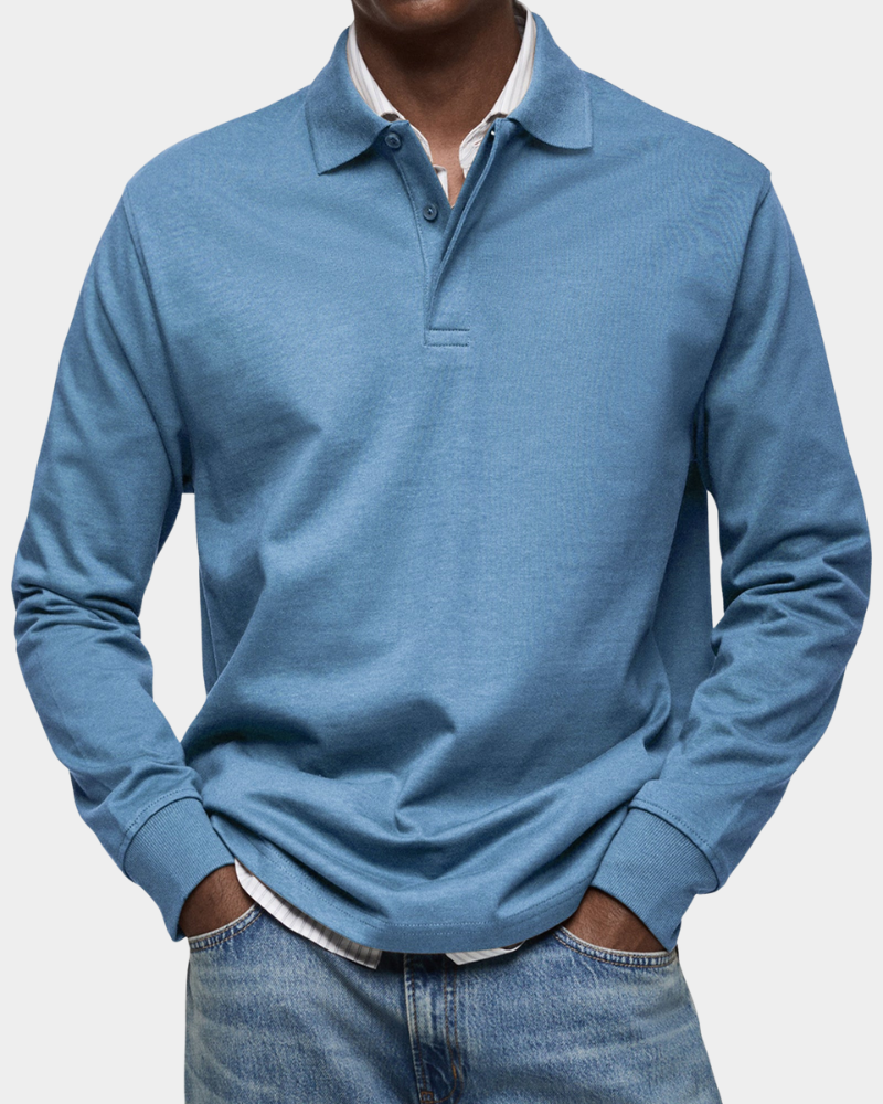 Men's Polo Shirt Long-Sleeve Classic Collared Regular Fit Casual Smart-Casual Everyday Golf Sport Versatile Godfrey