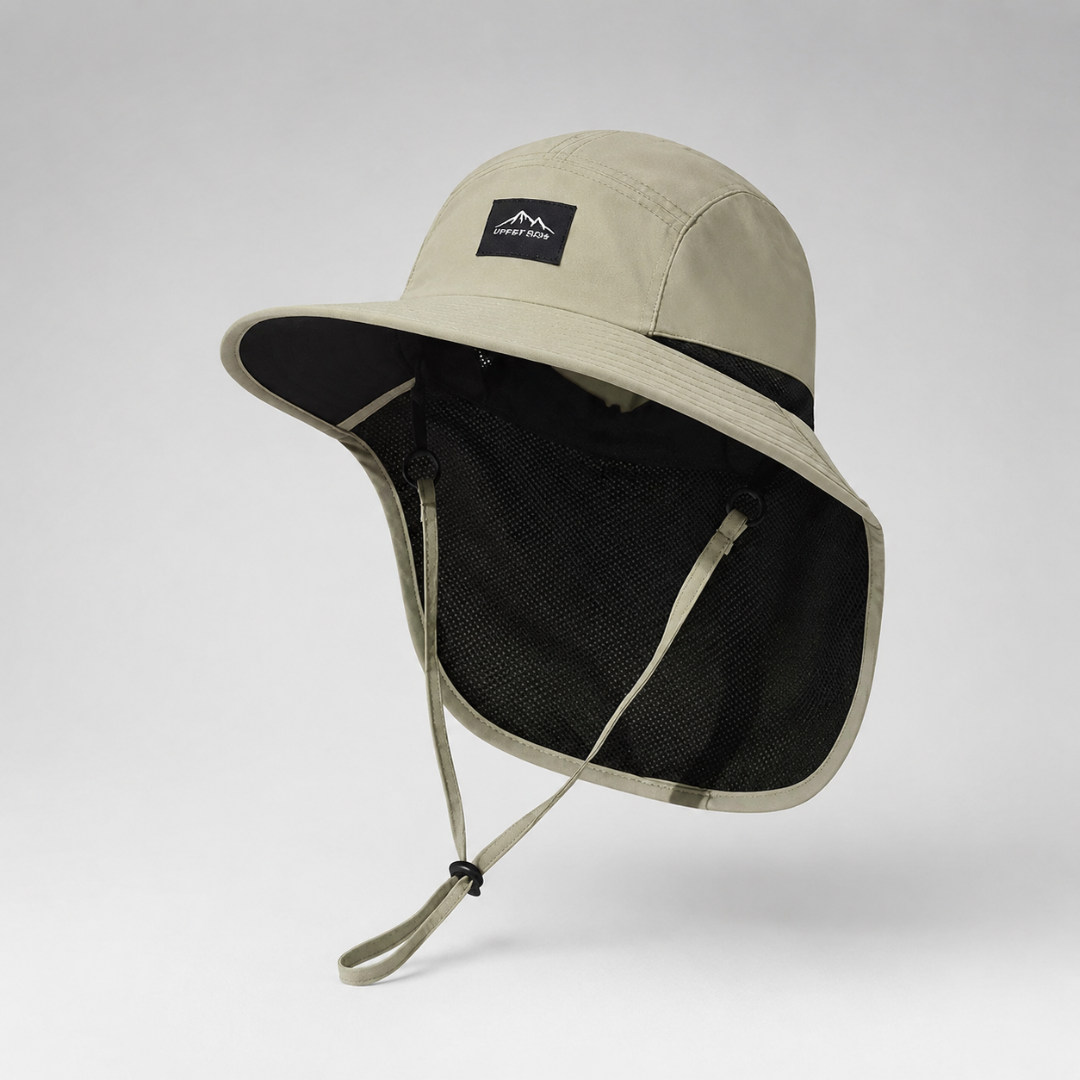 Men's Wide-Brim Sun Hat Bucket Neck Flap Coverage Foldable Outdoor Hiking Fishing Travel Casual Everyday Quill