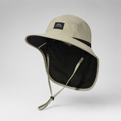 Men's Wide-Brim Sun Hat Bucket Neck Flap Coverage Foldable Outdoor Hiking Fishing Travel Casual Everyday Quill