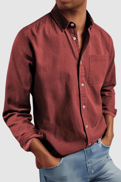Men's Classic Shirt Long-Sleeve Button-Up Collared Casual Smart-Casual Office Everyday Relaxed Fit Warrick