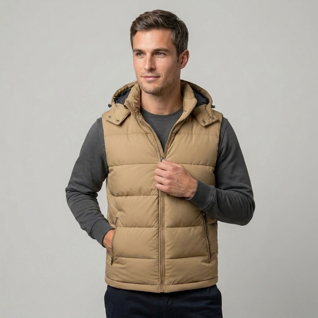 Men's Padded Vest Gilet Bodywarmer Zip-Up Quilted Regular Fit Layering Casual Outdoor Everyday Warm Versatile Braddock