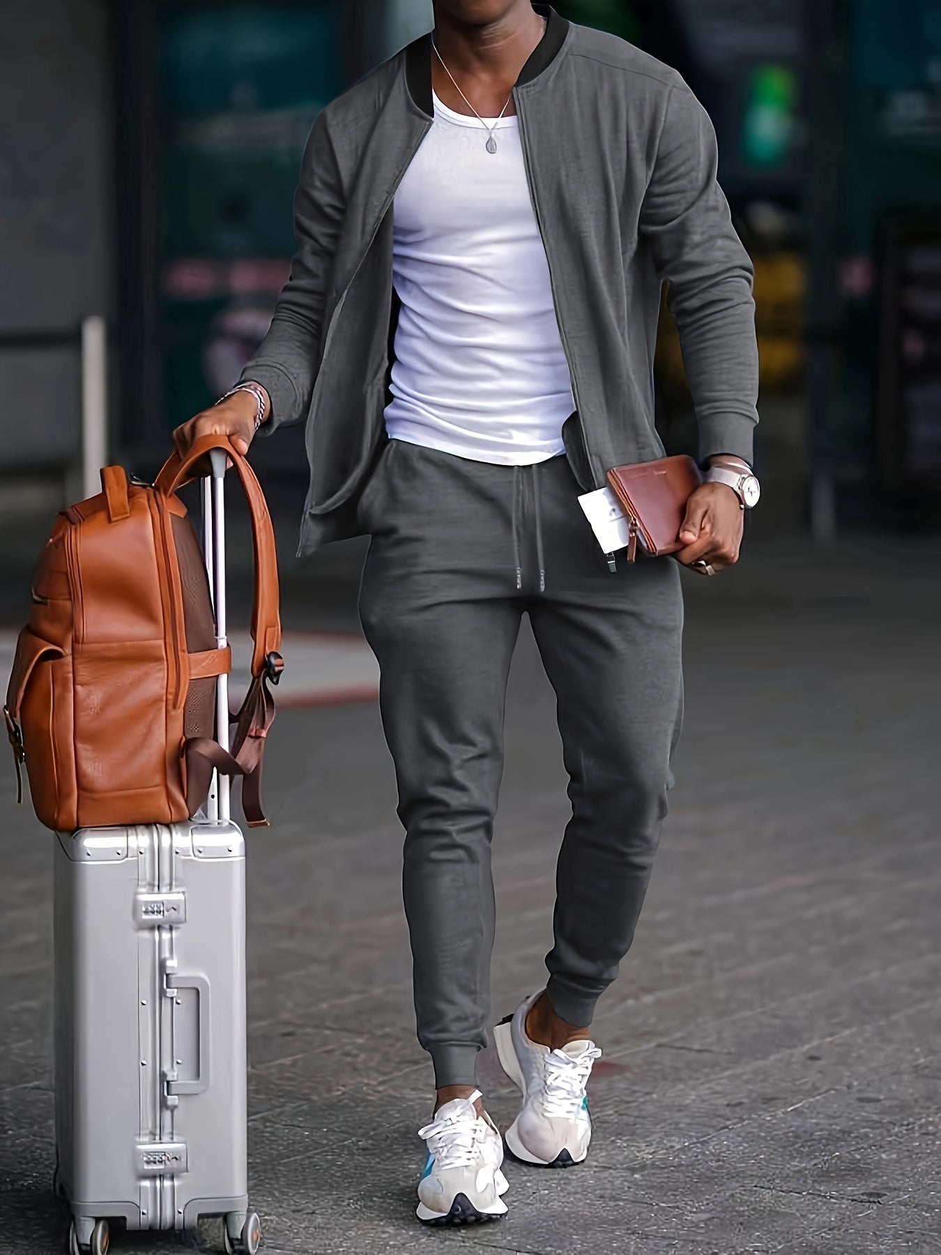 Men's Casual Outfit Set Relaxed Fit Short-Sleeve Layered Everyday Style