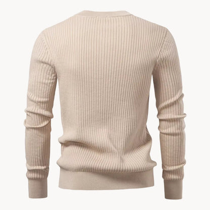 Men's Casual Knit Sweater Round Neck Button Closure Everyday Wear