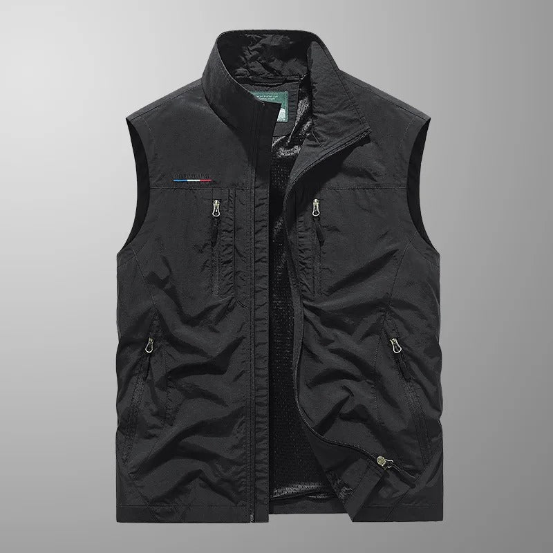 Men's Outdoor Vest Zip-Up Stand Collar Gilet Bodywarmer Layering Casual Everyday Warm Functional Colvin
